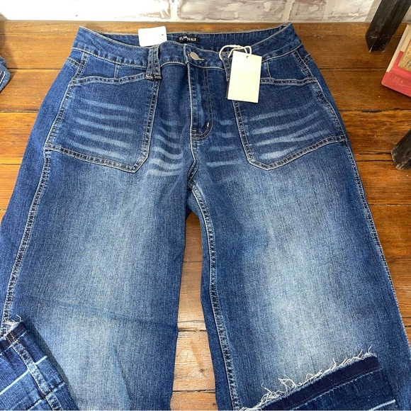 Flamingals flare Stylish Blue Denim Jeans large - Picture 4 of 6